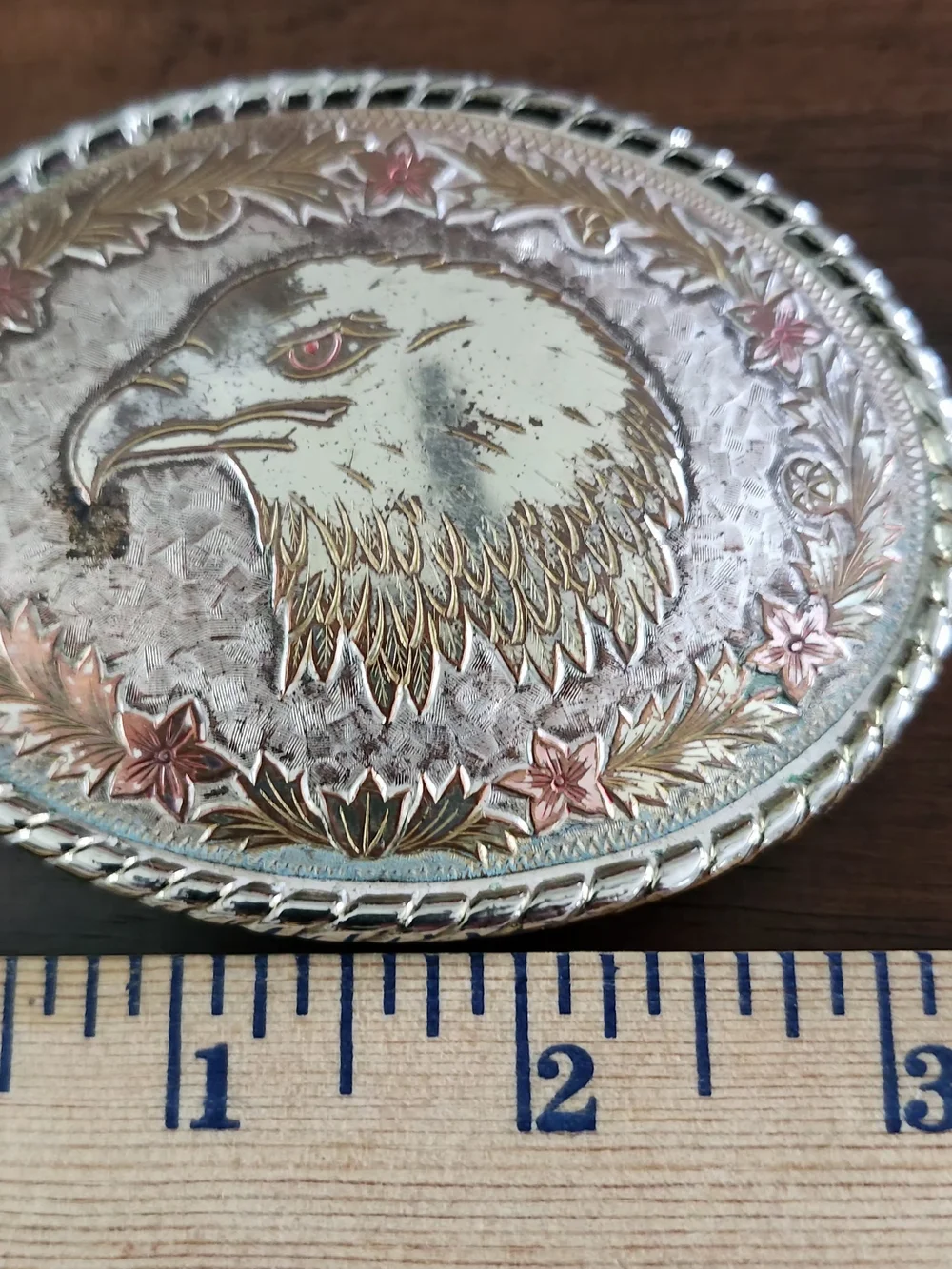 Vintage Eagle Belt Buckle - Silver and Gold Accent